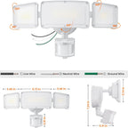 Lepower Led Security Light Motion Sensor Outdoor Lights, Bright 38W 4200Lm | 72 Ft Range, Ip65, Easy To Install, 180° Motion Sensor, 5500K, 3 Head Detected Waterproof Flood Light For Garage, Yard, Porch