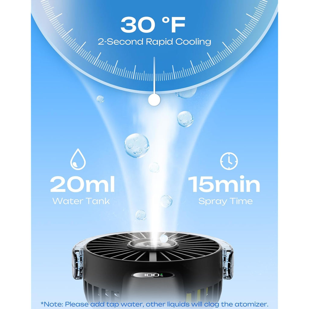 Otlonpe Handheld Misting Fan Portable, 4000Mah Rechargeable Battery Powered, Small Personal Mister Fan With Water Spray Cooling, 4-Speed Wind, Led Display, Hand Held Mist Fans For Travel Outdoor Beach