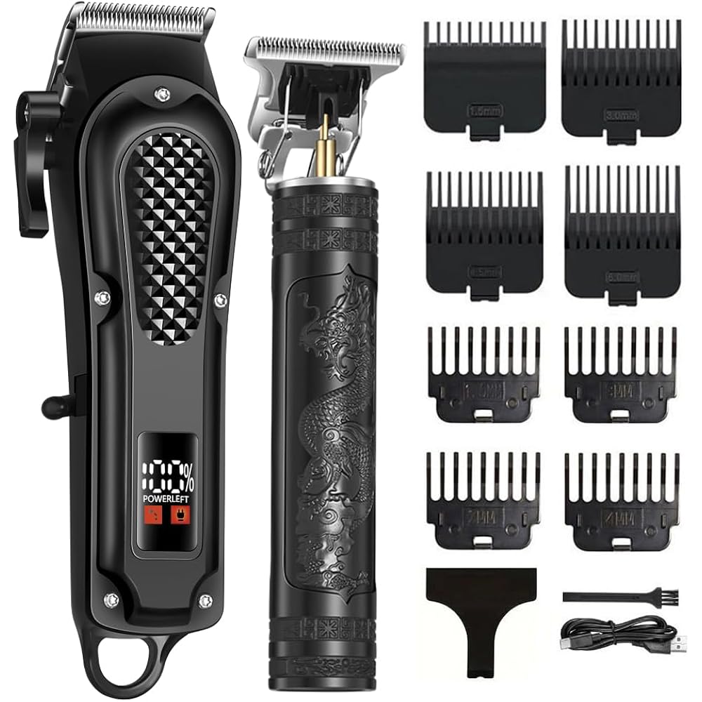 Cordless Hair Clippers For Men, Self Haircut Kit For Men Electric Clippers And Trimmers, Grooming Rechargeable Beard Trimmer With Adjustable Blade & Lcd Display, Hair Cutting Tools For Home Use