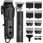Cordless Hair Clippers For Men, Self Haircut Kit For Men Electric Clippers And Trimmers, Grooming Rechargeable Beard Trimmer With Adjustable Blade & Lcd Display, Hair Cutting Tools For Home Use