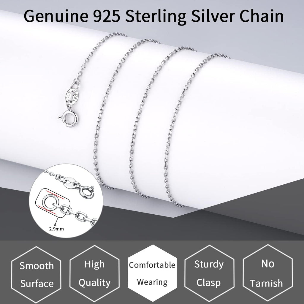 Jewlpire 925 Sterling Silver Chain Necklace Chain for Women 1.1mm Cable Chains Necklace Upgraded Spring-Ring Clasp - Thin & Sturdy Women's Chains Necklaces 14 16 18 20 22 24 Inch