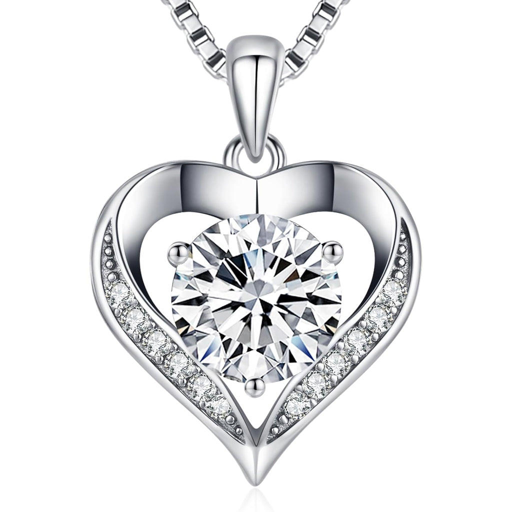 DALOJOE Moissanite Necklace for Women, 1-3 Carat Moissanite Heart Necklace Engraved with 'I LOVE YOU', Birthday Gift for Wife, Anniversary Present for Wife, Women, Jewelry Gifts for Girlfriend, Mom