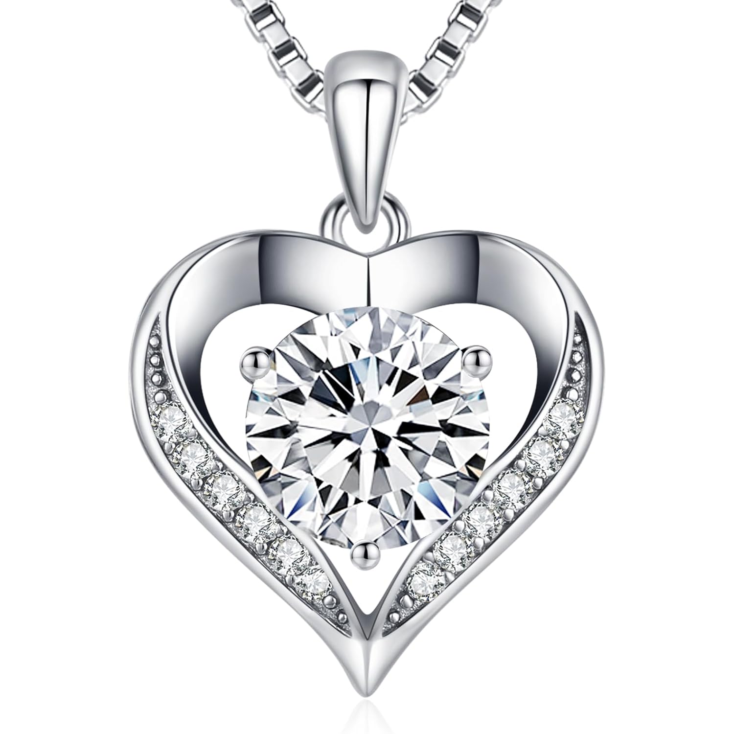 DALOJOE Moissanite Necklace for Women, 1-3 Carat Moissanite Heart Necklace Engraved with 'I LOVE YOU', Birthday Gift for Wife, Anniversary Present for Wife, Women, Jewelry Gifts for Girlfriend, Mom