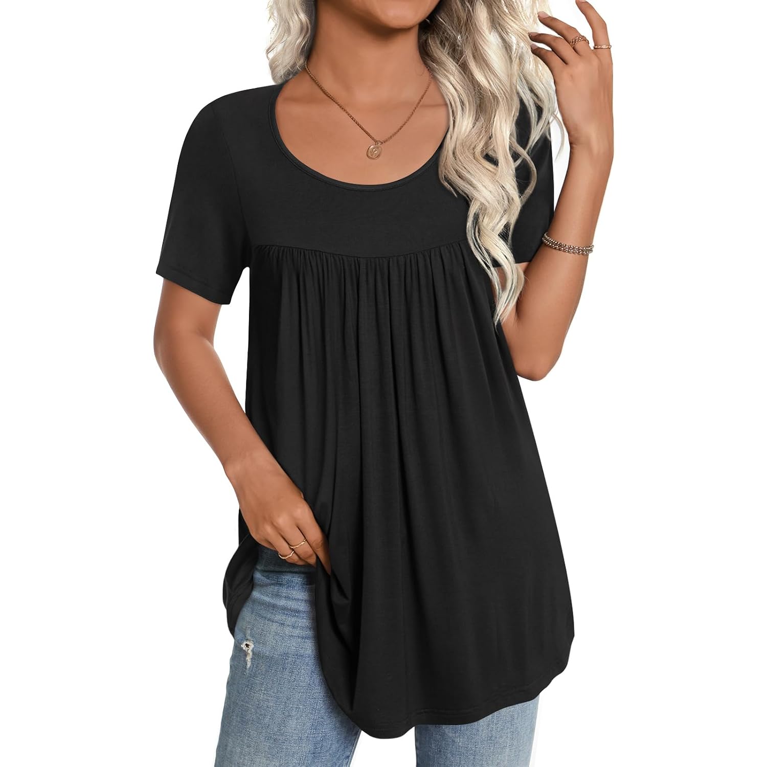 Cathy Women'S 2026 Summer Short Sleeve Tunic Tops Loose Fit Comfy Blouses Casual Shirts For Leggings M-4Xl