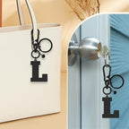 Initial Keyring Gifts Black Letter Keychain for Women Initial Letter Keyring for Backpack Black Keychain