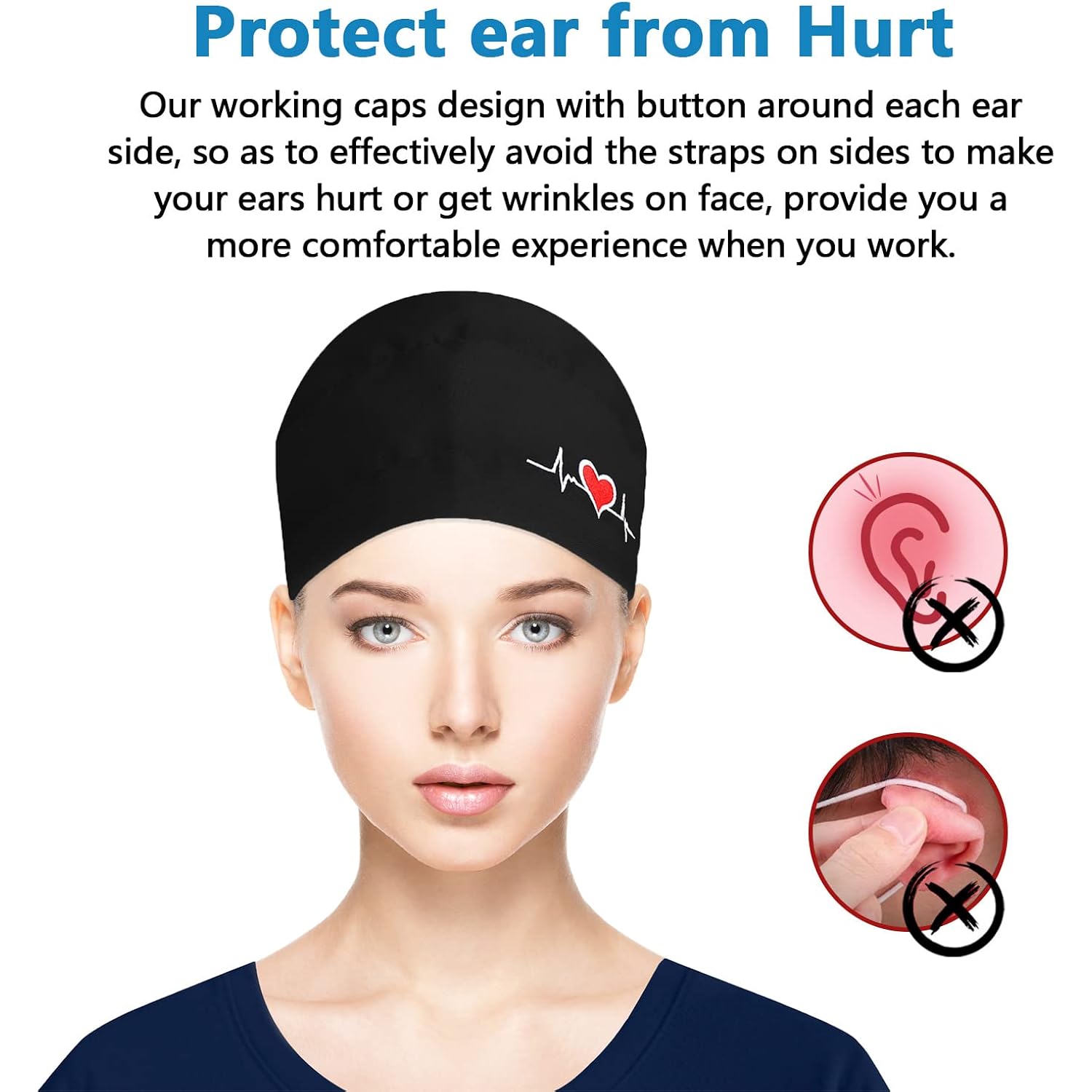 Fesciory Adjustable Working Caps With Button & Sweatband, Women Ponytail Pouch Hats, Long Hair