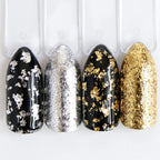 Nail Foil Holographic Glitter Nail Powder Kit Nail Art Gold Silver Glitter Aluminum Flakes Magic Mirror Effect Powders Sequins Nail Gel Polish Chrome Pigment Decorations 4 Box/Set
