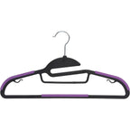 Amazon Basics Space Saving Non-Slip Rubber Coated Plastic Hangers With 360 Degree Swivel Hook, Black/Purple, Pack Of 50