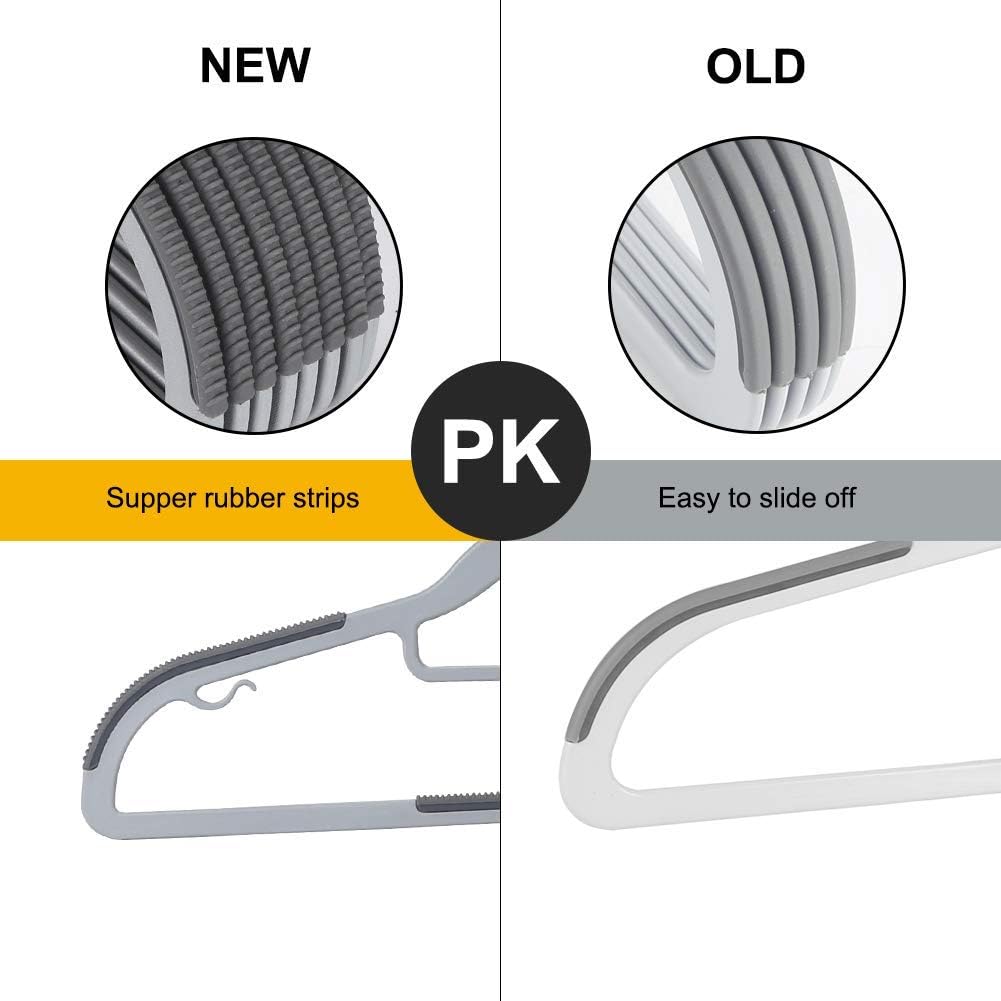 Plastic Hangers 50 Pack Heavy Duty Dry Wet Clothes Hangers With Non-Slip Pads Space Saving 0.2" Thickness Super Lightweight Organizer
