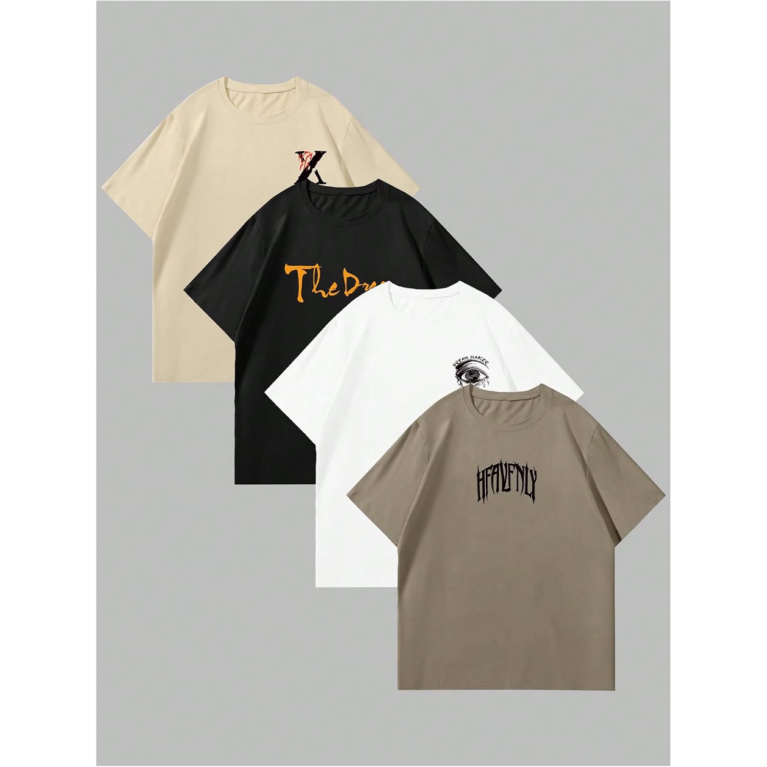 Men'S 4 Piece Y2K Graphic Tees Short Sleeve Casual Crew Neck Summer Cool T-Shirts Top