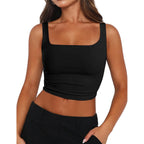 Zeagoo Women'S Square Neck Sleeveless Crop Tops 2026 Cute Double Layer Casual Slim Fit Trendy Tank Tops