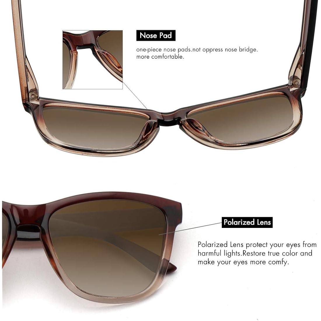 MEETSUN Polarized Sunglasses for Women Men Classic Retro Trendy Designer Style Ombre Brown Frame / Gradient Brown Lens