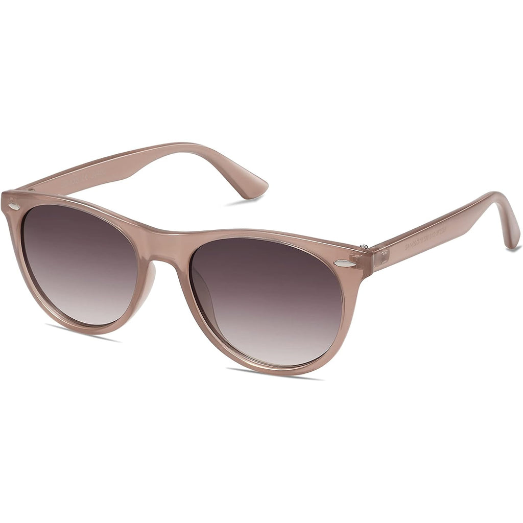 SOJOS Classic Polarized Sunglasses for Women Men Small UV400 Lenses SJ2076 Milky Light Brown