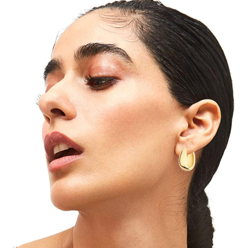 6 Pairs 14K Gold Plated Hoop Earrings for Women Lightweight Chunky Hoop Earrings Multipack Hypoallergenic, Thick Open Twisted Huggie Hoops Earring Set Jewelry for Gifts.