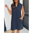 Merokeety Women'S 2026 Summer Short Sleeve Mini Dress Casual Collared V Neck Loose T Shirt Dresses