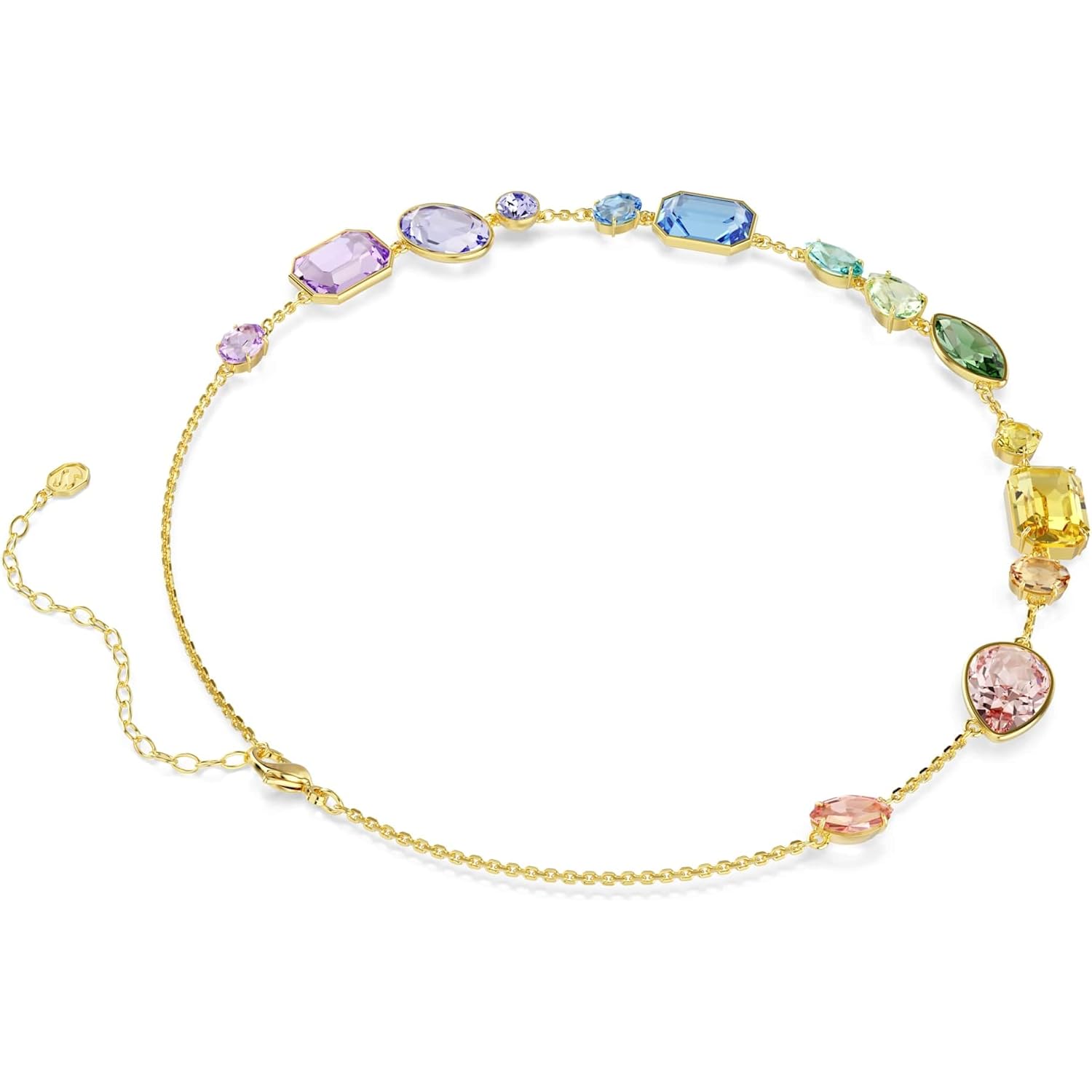 Swarovski Gema necklace, Mixed cuts, Multicolored, Gold-tone plated