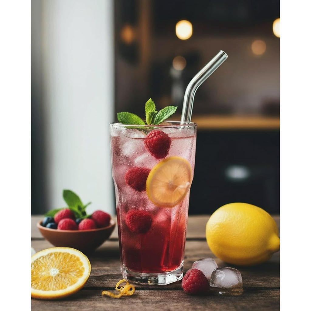 18-Pack Glass Straws, Reusable Clear Glass Drinking Straws Set, 8.5 Inch X 10Mm - Includes 8 Straight And 6 Bent With 4 Straw Cleaner Brush, Perfect For Smoothies, Milkshakes, Juice, Tea