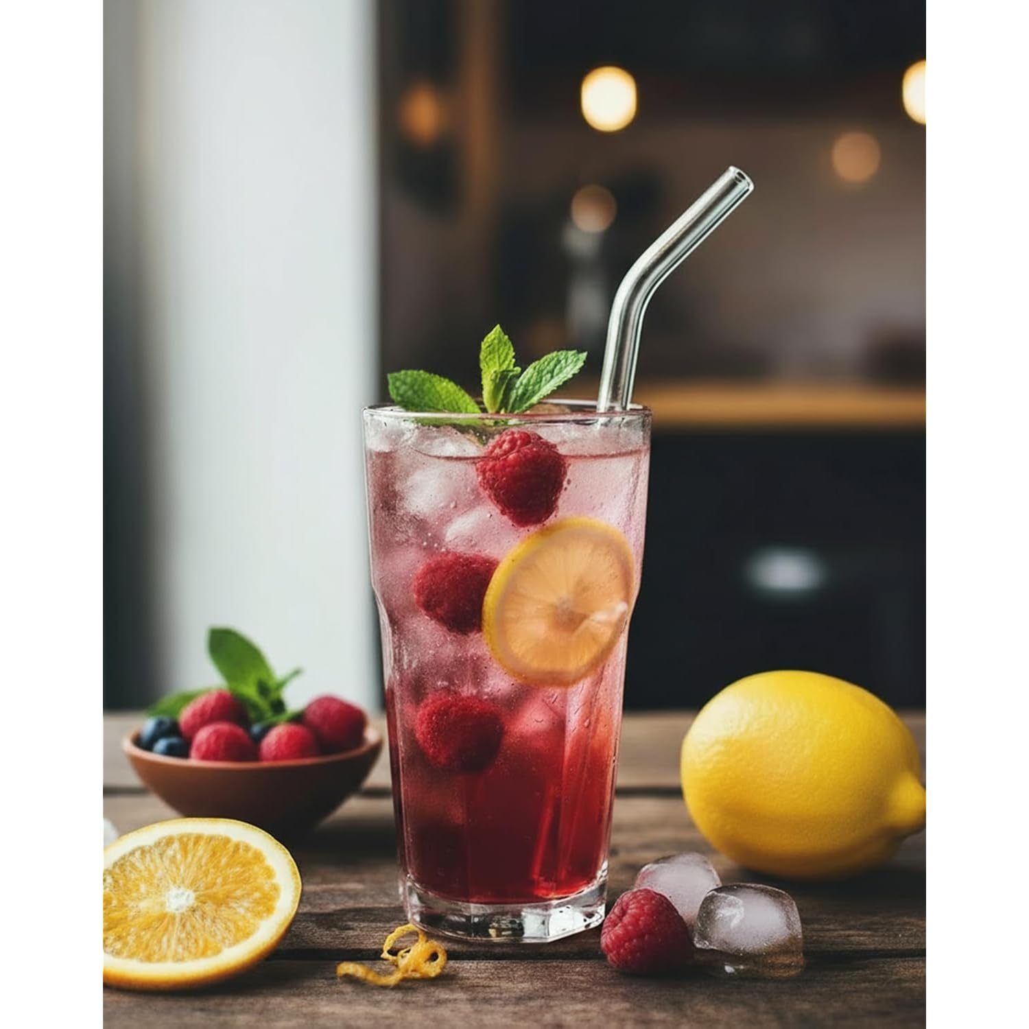 18-Pack Glass Straws, Reusable Clear Glass Drinking Straws Set, 8.5 Inch X 10Mm - Includes 8 Straight And 6 Bent With 4 Straw Cleaner Brush, Perfect For Smoothies, Milkshakes, Juice, Tea