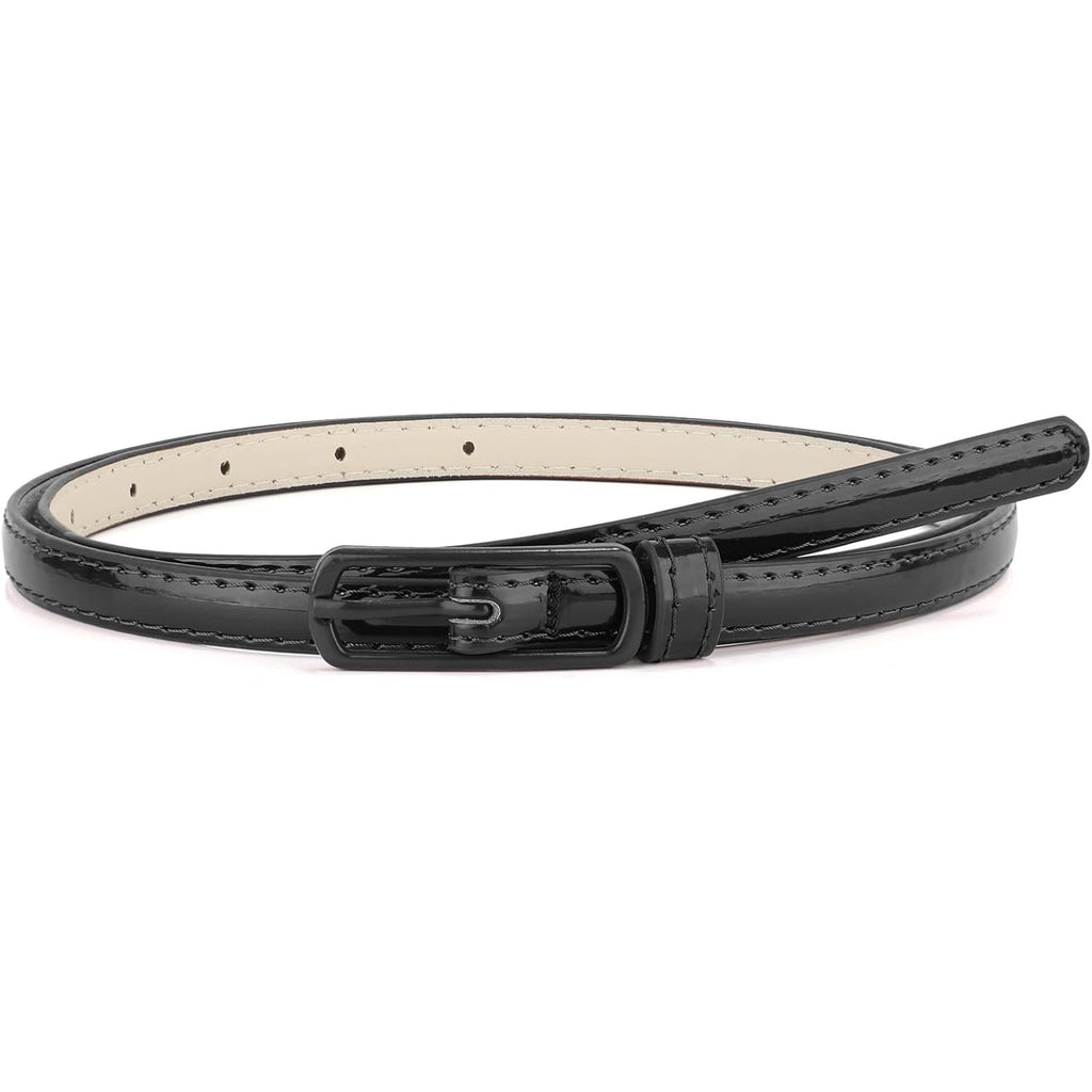 SUOSDEY 4 Pack Thin Belts for Women Skinny Leather Belts with Metal Buckle for Dresses Pants Jeans