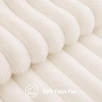 Decoruhome Fall Cozy Faux Fur Throw Pillow Covers 18X18 Set Of 2 Decorative Soft Plush Striped Modern Farmhouse Boho Couch Pillow Cases With Velvet Back For Sofa Bed Living Room, Cream White