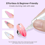 Creaglam 3D Nail Gel Art: 2pcs 16ML Sculpting Gel Nail Glue for Carving Patterns Decoration - Chrome Nail Powder and DIY Nail Charms - 4 in 1 Clear No Wipe Gel Nail Polish Rhinestone Nail Art Glue