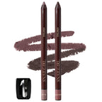 Plum&Brown 2Pcs Gel Eyeliner Pencil,Smudge-Proof Waterproof Long Lasting Plum Eye Liner, High-Pigmented Smooth Creamy Formula For Mature Women, Eyes Makeup Pen Includes Sharpener