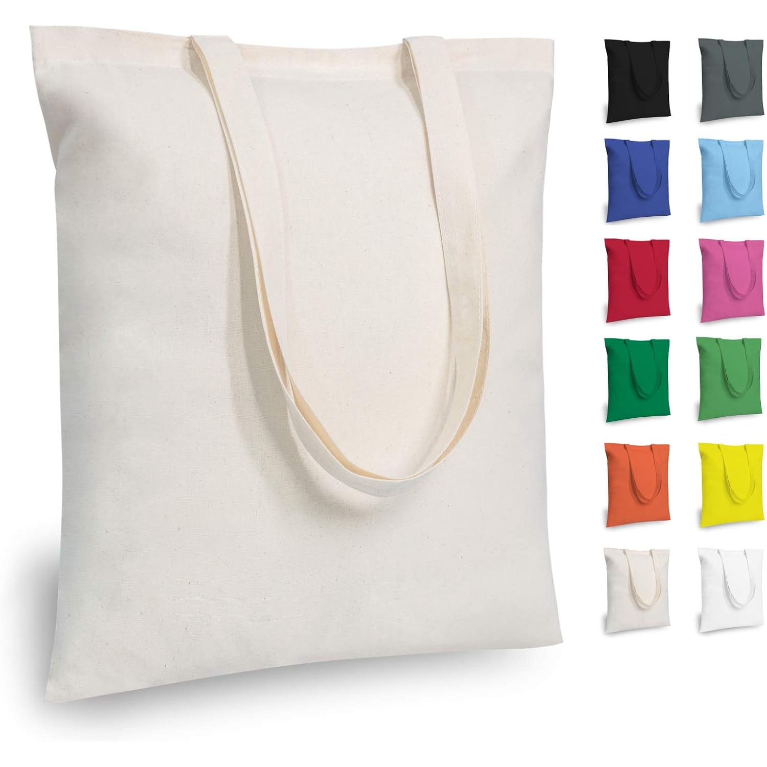 Topdesign 12-Pack Economical 16"X15" Cotton Tote Bags, Lightweight Medium Reusable Grocery Shopping Cloth Bags, Suitable For Diy, Advertising, Promotion, Gift, Activity