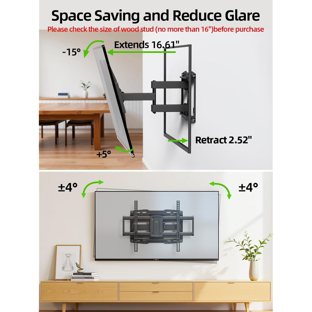 Full Motion Tv Wall Mount For 42 55 65 75 85 86 Inch, Tv Mount Swivel And Tilt,Wall Mount Bracket With Dual Articulating Arms Up To 132Lbs, Vesa 600X400Mm, Max 16" Wood Studs, Usx Mount Xml019