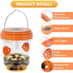 Wasp Trap Outdoor Hanging, Solar Powered Bee Trap Hornets Yellow Jacket Traps Reusable, Bee Wasp Catcher For Garden Patio Yard Orchard, 4 Packs