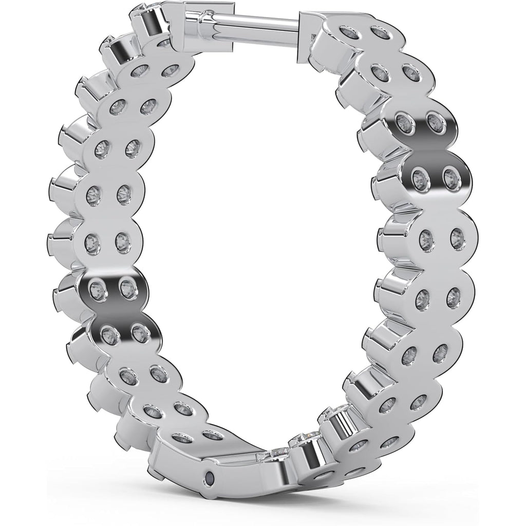 1.06 Ctw Round Cut Natural Diamond Designer Hoop Earrings for Women | 925 Sterling Silver | I-J Color I2-I3 Clarity | Hypoallergenic Fine Jewelry | Elegant Gift Box Included