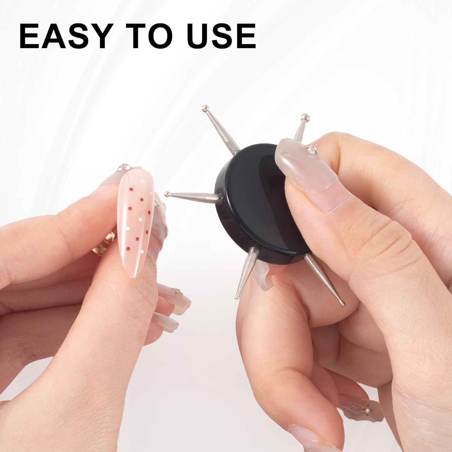 Nail Dotting Tool, 6-in-1 Metal Dotting Tool Nail Art, Circular Nail Design Dotting Pen, Ergonomic Dotting Disc for Manicure Embossing, Tracing, Painting - Black, 1pcs