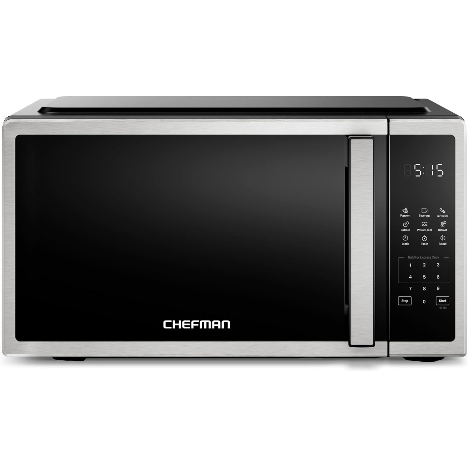 Chefman Compact Countertop Microwave Oven 0.7 Cu. Ft., 700W with 10 Power Levels, 3 Cooking Presets with One-Touch Express Cook, 2 Defrost Settings, Child Safety Lock, & Mute Button – Stainless Steel