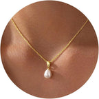 Yoosteel Mothers Day Gifts - Dainty 14K Gold Plated Pearl Choker Necklace Minimalist Elegant Gold Pendant Necklace for Women Trendy Bridesmaid Wedding Gift Jewelry