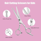 Hair Cutting Scissors Kit For Kids, Fcysy 6 In Children Safety Round Tip Haircut Trimming Scissors Thinning Shears Set, Barber Supplies For Toddlers, Boys & Girls Home Use Grooming Kit