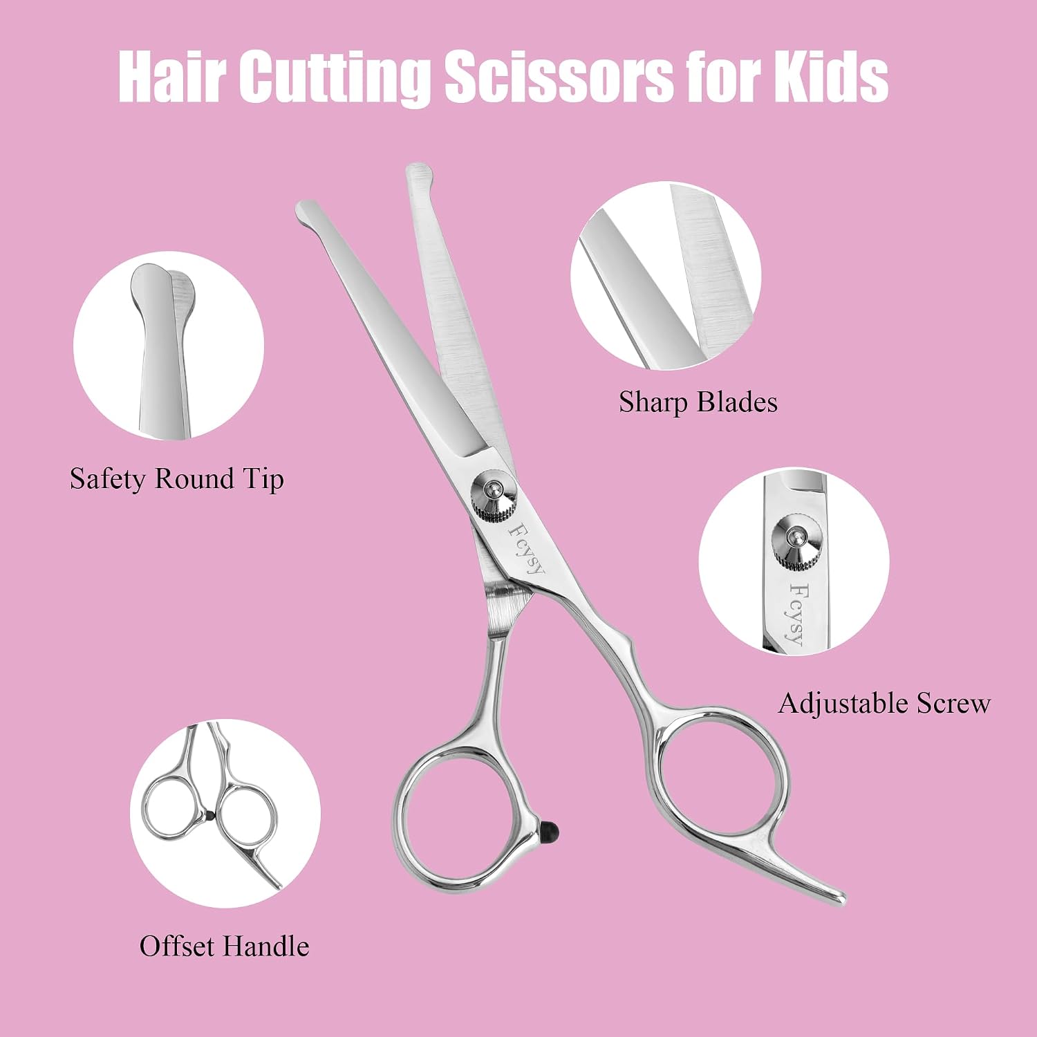Hair Cutting Scissors Kit For Kids, Fcysy 6 In Children Safety Round Tip Haircut Trimming Scissors Thinning Shears Set, Barber Supplies For Toddlers, Boys & Girls Home Use Grooming Kit