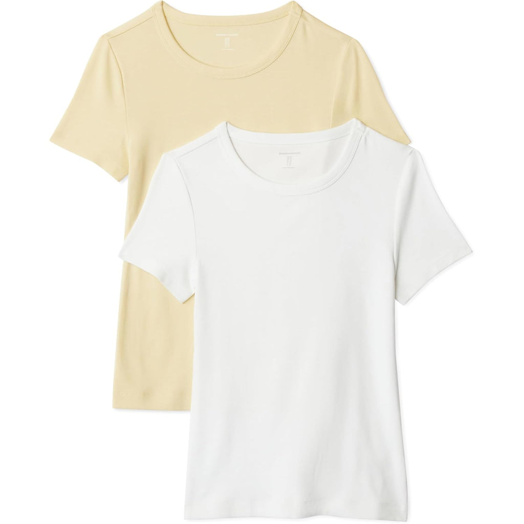 Amazon Essentials Women's Slim-Fit Short-Sleeve Crewneck T-Shirt, Pack of 2