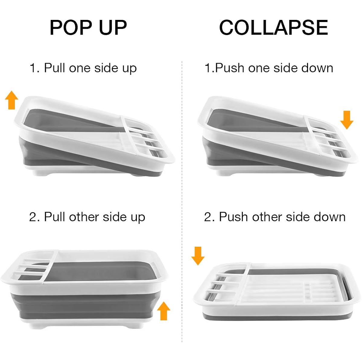 Thanstar Collapsible Dish Drying Rack Portable Dinnerware Drainer Organizer For Kitchen Rv Campers Travel Trailer Space Saving Kitchen Storage Tray