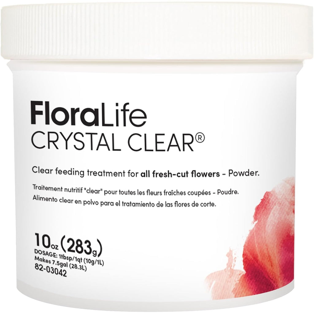 Floralife Crystal Clear - Flower Food Powder For Fresh-Cut Flowers, Vases & Floral Foam - 10 Oz