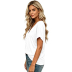 T Shirts Short Sleeve V Neck Tees Womens Tops Beach Vacation Fashion Clothes 2026 Casual Summer Spring Fall Outfits