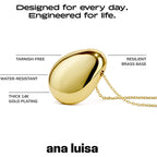 Ana Luisa Pebble Pendant Necklace for Women - 14K Gold Plated and Silver Rhodium Plated Trendy Teardrop Necklace with Lobster Clasp - Hypoallergenic, Water-Resistant, Tarnish-Free Jewelry