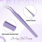 WENDY Lash Tweezers for Eyelash Extensions, Precision Fiber Stainless Steel Lash Applicator Tool for False Eyelashes, Precision Fiber Mega Volume lash-tweezers Use at Home