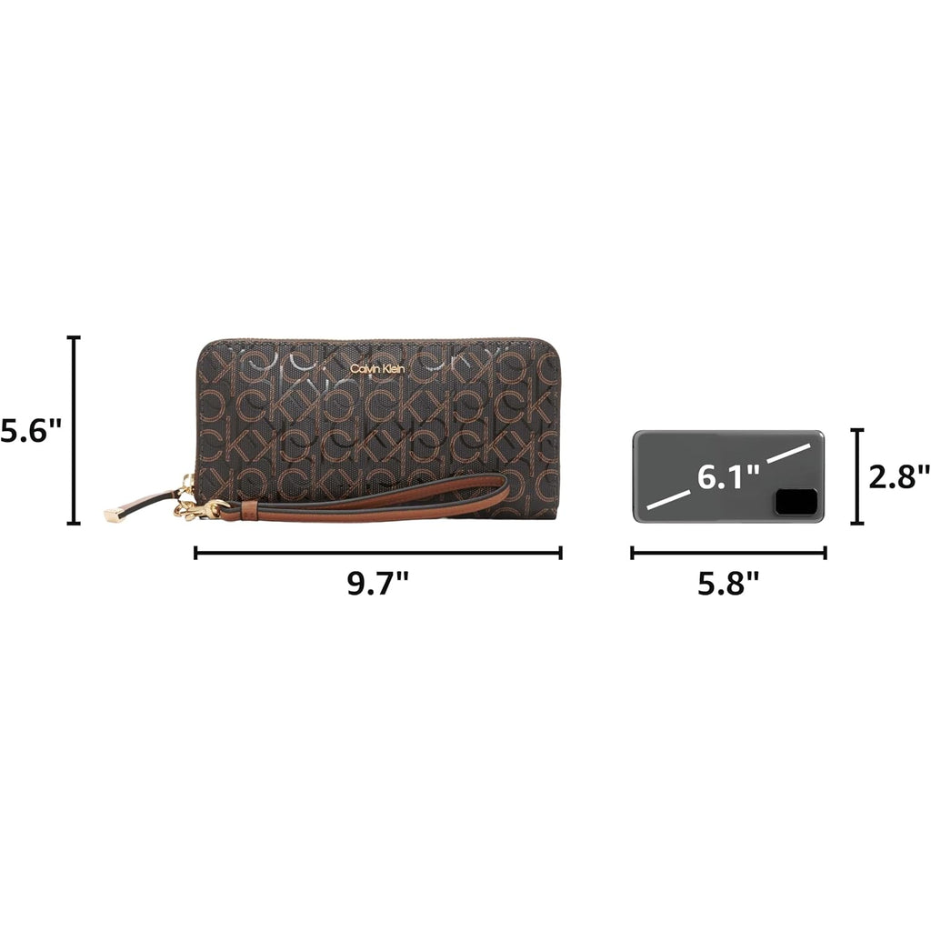 Calvin Klein Women'S Key Item Saffiano Continental Zip Around Wallet With Wristlet Strap