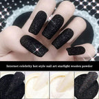 0.2mm Black Nail Glitter White Rainbow Holographic Shining Sugar Nail Glitter Candy Coat Powder Sugar Coating Effect Nail Pigment Powder Nail Art Decorations Dust Diamond Dust for Nails (B)