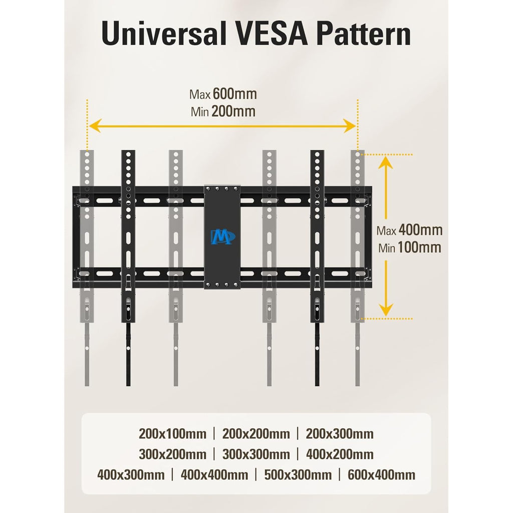 Mounting Dream TV Wall Mount for Most 37-75 Inch TVs up to 132lbs, Tilt TV Mount Fit 16", 18", 24" Studs, Max Vesa 600 x 400mm, Low Profile Flat Wall Mount TV Bracket, US-Based Customer Service