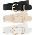 XZQTIVE 3 Pack Women Belts For Jeans Dresses Pants Ladies Leather Waist Belt with Gold Buckle