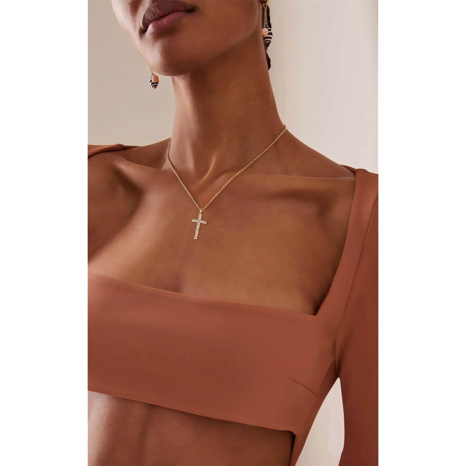 14K Gold Cross Necklace for Women,Gold Filled Sterling Silver Cross Necklace CZ Diamonds Crucifix Pendant Necklaces,Religious Jewelry Gift for Easter Christmas Mother's Day Birthday Daily Wear