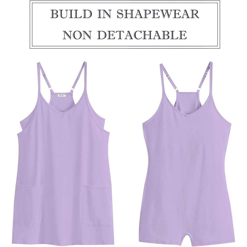Anrabess Women Athletic Dress Summer Tennis Workout Active Sports Mini Romper Dress Built In Shorts Travel Vacation Clothes