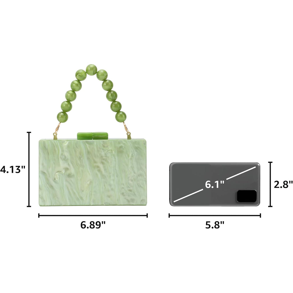 Women Acrylic Clutch Purse Formal Wedding Evening Handbag Marble Party Shoulder Crossbody Bag With Bead Chain