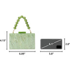 Women Acrylic Clutch Purse Formal Wedding Evening Handbag Marble Party Shoulder Crossbody Bag With Bead Chain