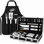 Kaluns Grilling Accessories, Dad Gifts For Fathers Day, Grilling Gifts, Heavy Duty Stainless Steel Bbq Tool Set For Outdoor Grill With Aluminum Case And Apron, Birthday Gifts For Men Women